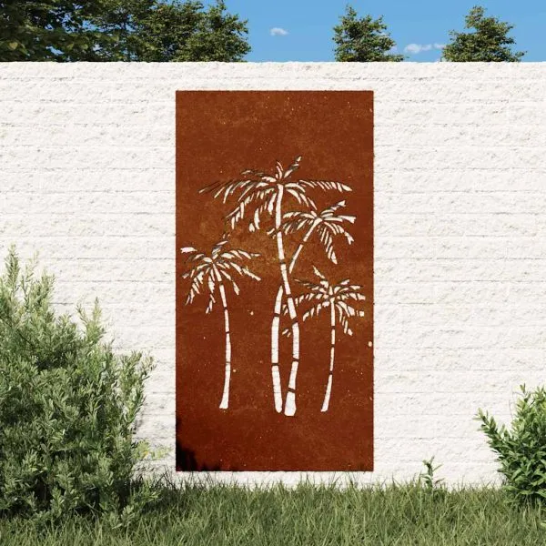 Decor de perete de grădină 105×55 cm design palmier oțel corten