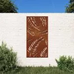 Decorație perete de grădină 105×55 cm design frunze oțel Corten