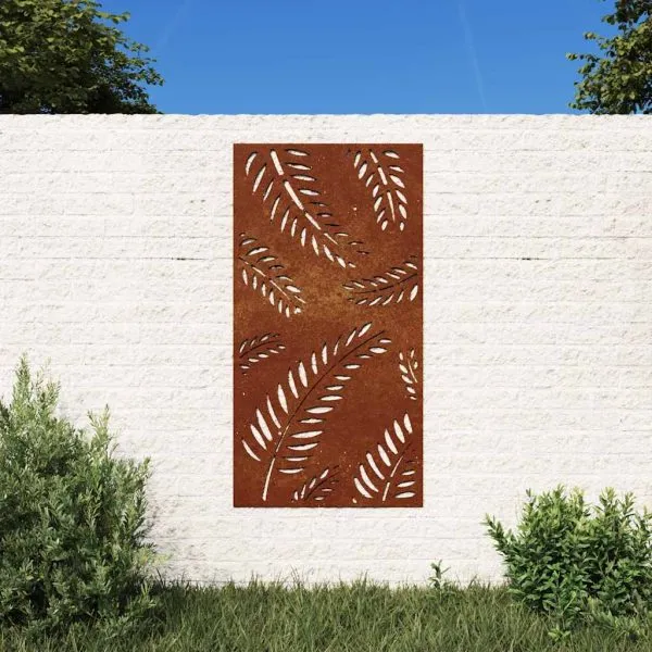 Decorație perete de grădină 105×55 cm design frunze oțel Corten