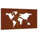 Decor perete grădină 105×55 cm design harta lumii oțel Corten