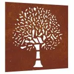 Decor perete de grădină 55×55 cm design copac oțel Corten
