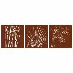 Decor de perete 3 buc. 55×55 cm model iarba oțel Corten