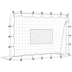 Plasă de ricoșeu fotbal alb și negru, 184x61x123 cm, oțel și PE