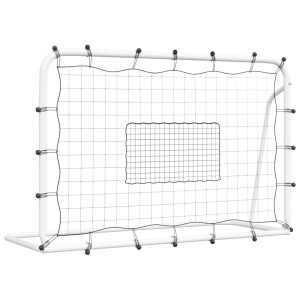 Plasă de ricoșeu fotbal alb și negru, 184x61x123 cm, oțel și PE