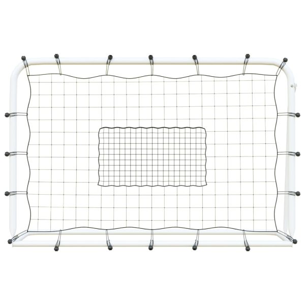 Plasă de ricoșeu fotbal alb și negru, 184x61x123 cm, oțel și PE