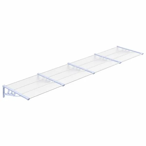 Copertină de ușă, gri și transparent, 396×90 cm, policarbonat