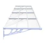Copertină de ușă, gri și transparent, 396×90 cm, policarbonat