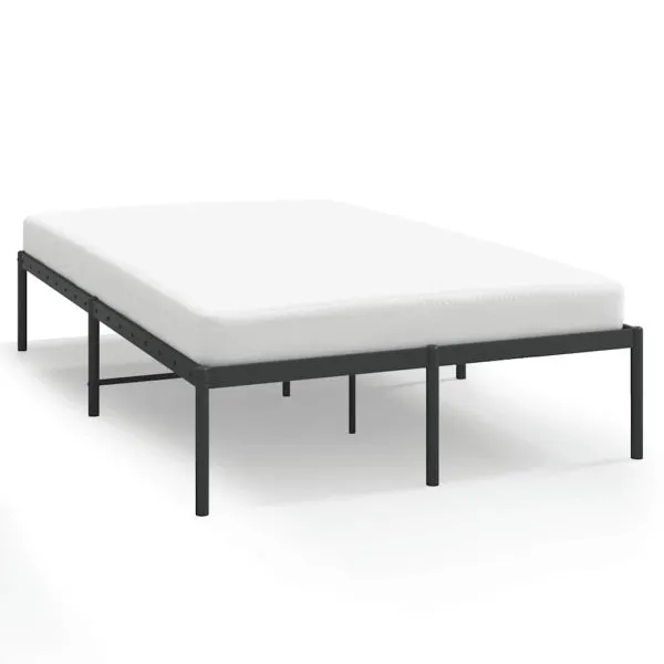 Cadru pat metalic, negru, 135×190 cm