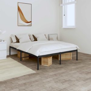 Cadru pat metalic, negru, 140×200 cm