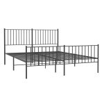 Cadru pat fără saltea, cu tăblie picioare negru 160x200cm metal