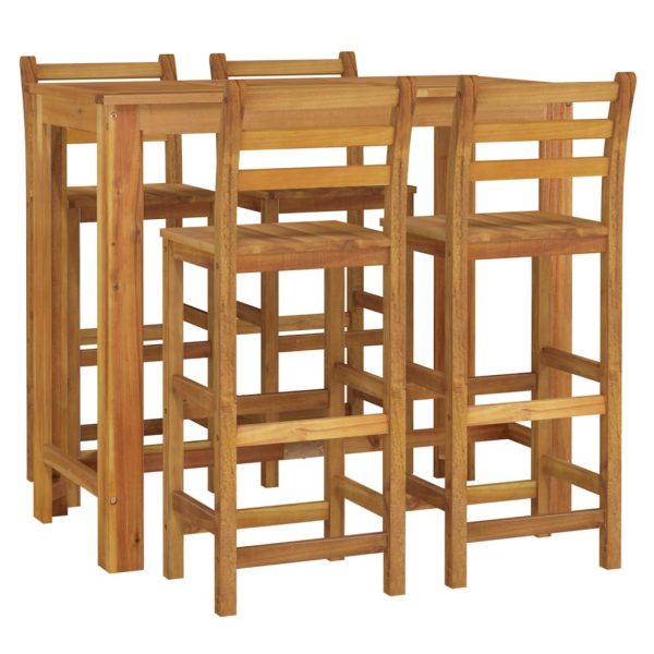 Set bar de grădină, 5 piese, lemn masiv de acacia