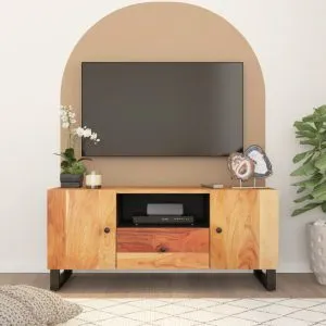 Dulap TV, 105×33,5×46 cm, lemn masiv de acacia&lemn prelucrat