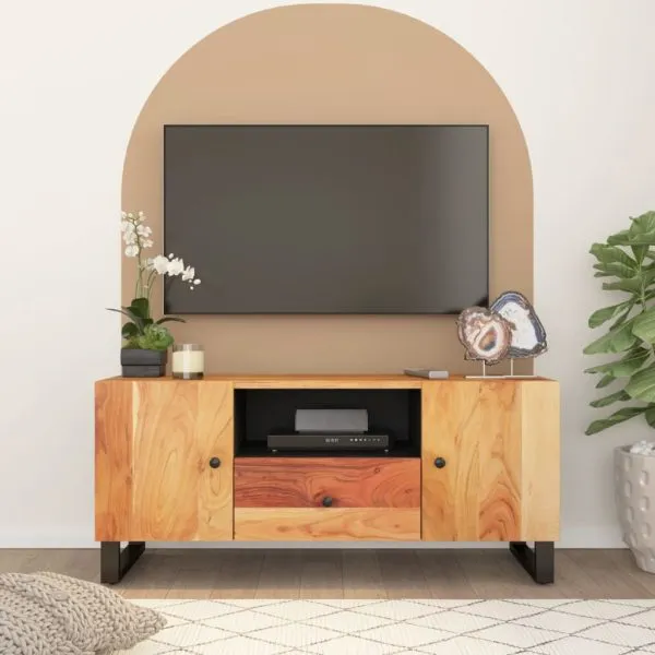 Dulap TV, 105×33,5×46 cm, lemn masiv de acacia&lemn prelucrat