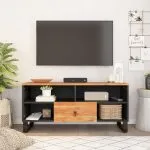Dulap TV, 100x33x46 cm, lemn masiv de acacia&lemn prelucrat