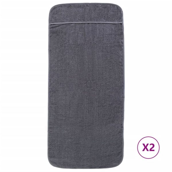 Prosoape de plajă, 2 buc., antracit, 75×200 cm, textil 400 GSM