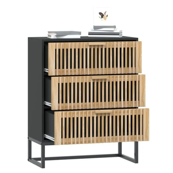 Dulap, negru, 60x30x75 cm, lemn prelucrat