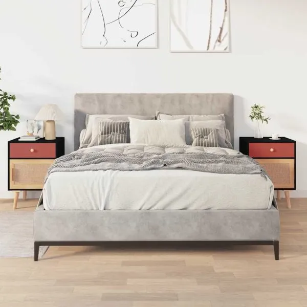 Noptiere, 2 buc, negru, 40x30x55 cm, lemn prelucrat