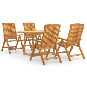 Set masă pentru grădină, lemn masiv de tec, 5 piese