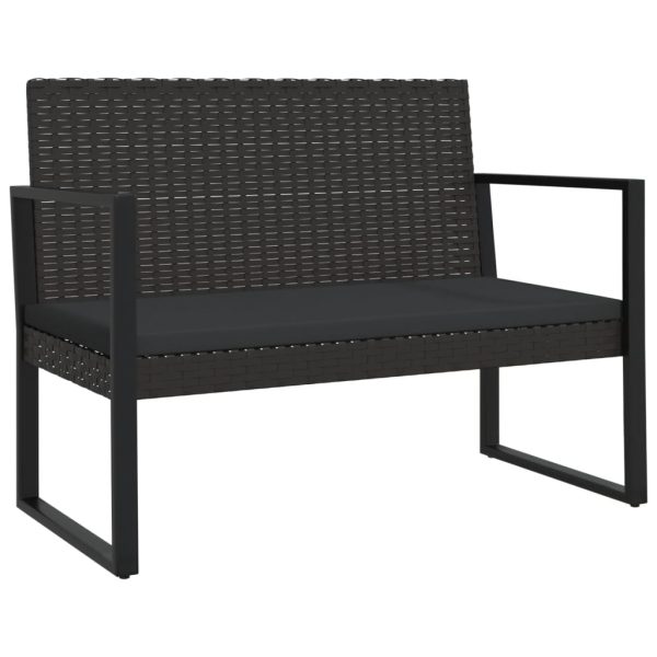 Bancă de grădină cu perne, negru, 106 cm, poliratan