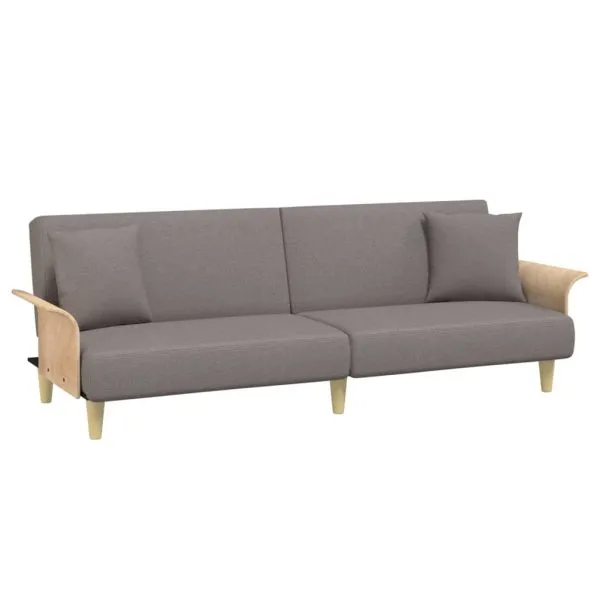 Canapea extensibilă cu cotiere, gri taupe, textil