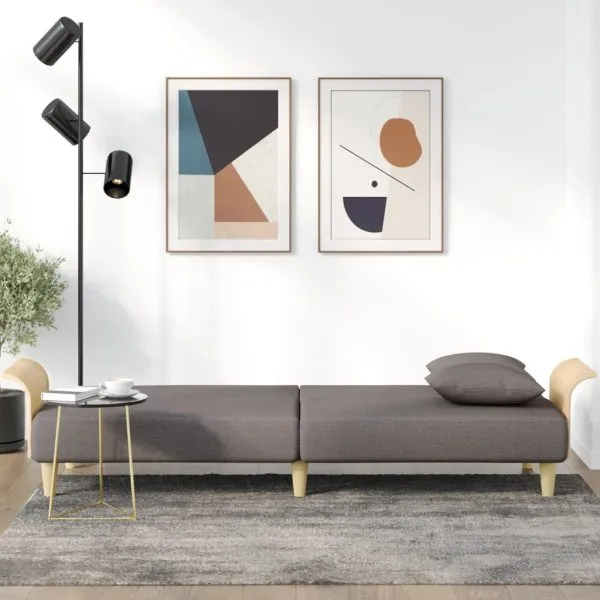 Canapea extensibilă cu cotiere, gri taupe, textil