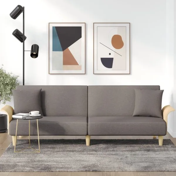 Canapea extensibilă cu cotiere, gri taupe, textil