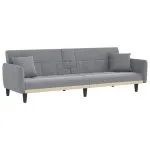 Canapea extensibilă cu suporturi de pahar, gri deschis, textil