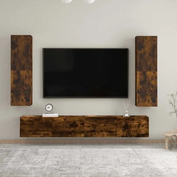 Comodă TV cu montaj pe perete, stejar fumuriu, 30,5x30x110 cm