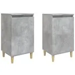 Noptiere, 2 buc., gri beton, 40x35x70 cm, lemn prelucrat