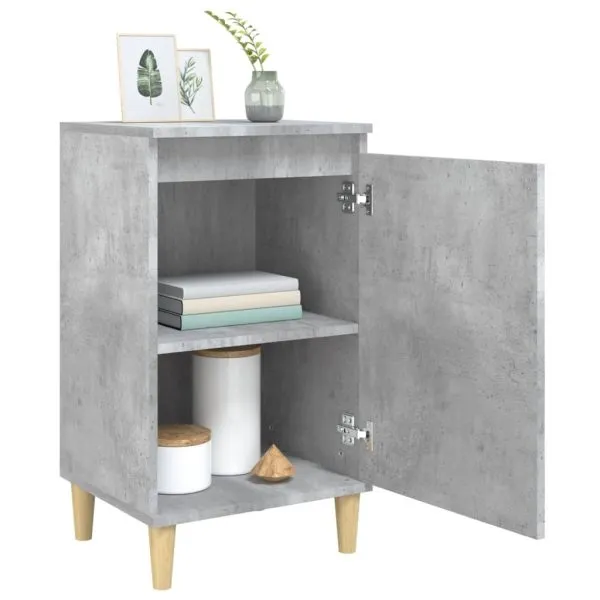 Noptiere, 2 buc., gri beton, 40x35x70 cm, lemn prelucrat