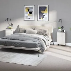 Noptiere, 2 buc., alb extralucios, 40x35x70 cm, lemn prelucrat