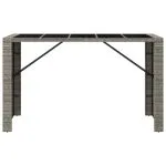 Masă de bar cu blat din sticlă, gri, 185x80x110 cm, poliratan