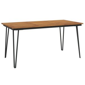 Masă grădină picioare formă ac de păr 160x80x75 cm, lemn acacia