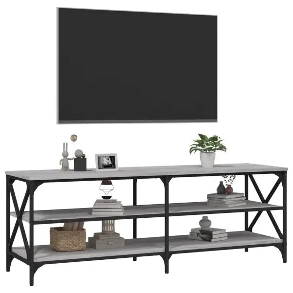 Comodă TV, gri sonoma, 140x40x50 cm, lemn prelucrat