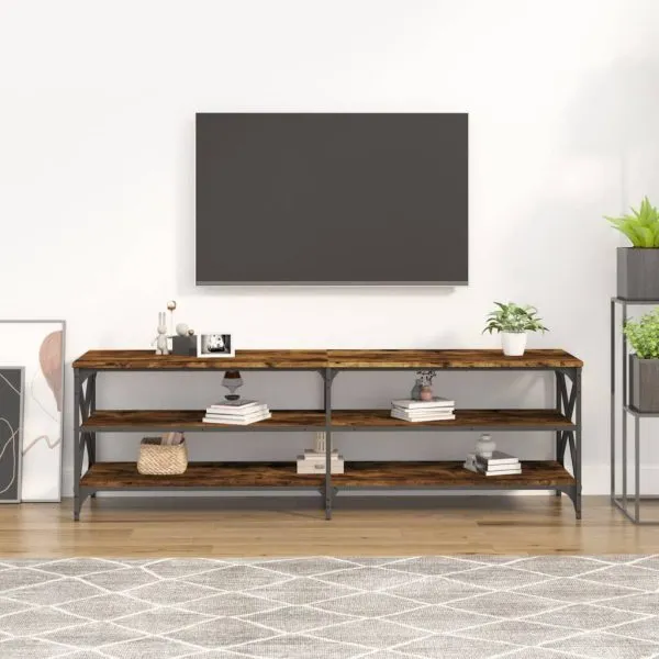 Comodă TV, stejar fumuriu, 160x40x50 cm, lemn prelucrat