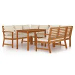 Set mobilier de grădină cu perne, 7 piese, lemn masiv de acacia
