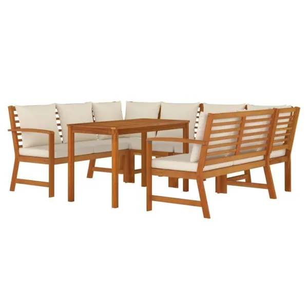 Set mobilier de grădină cu perne, 7 piese, lemn masiv de acacia