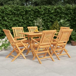 Set mobilier de grădină, 7 piese, lemn masiv de tec