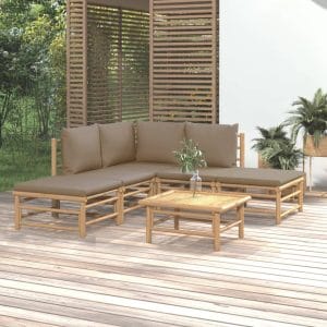 Set mobilier de grădină cu perne gri taupe