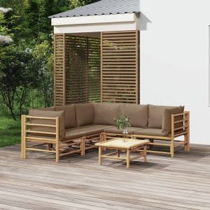 Set mobilier de grădină cu perne gri taupe