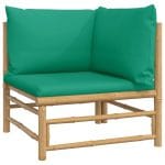 Set mobilier de grădină cu perne verzi, 8 piese, bambus
