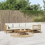 Set mobilier de grădină cu perne alb crem