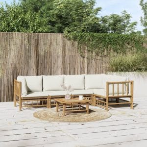 Set mobilier de grădină cu perne alb crem