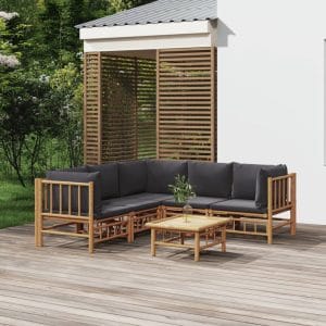 Set mobilier de grădină cu perne gri închis