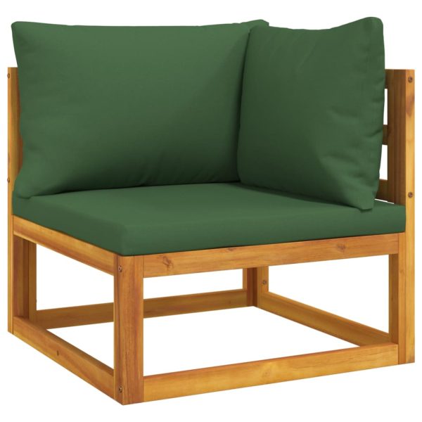 Set mobilier de grădină cu perne verzi, 6 piese, lemn masiv