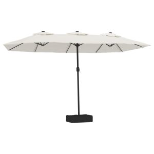 Umbrelă de soare cu două capete, alb nisipiu, 449×245 cm