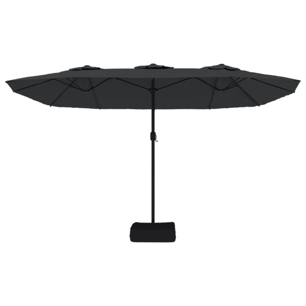 Umbrelă de soare cu două capete, negru, 449×245 cm