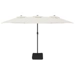 Umbrelă de grădină cu două capete/LED, alb nisipiu, 449×245 cm