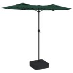 Umbrelă de grădină cu două capete cu LED-uri, verde, 316×240 cm
