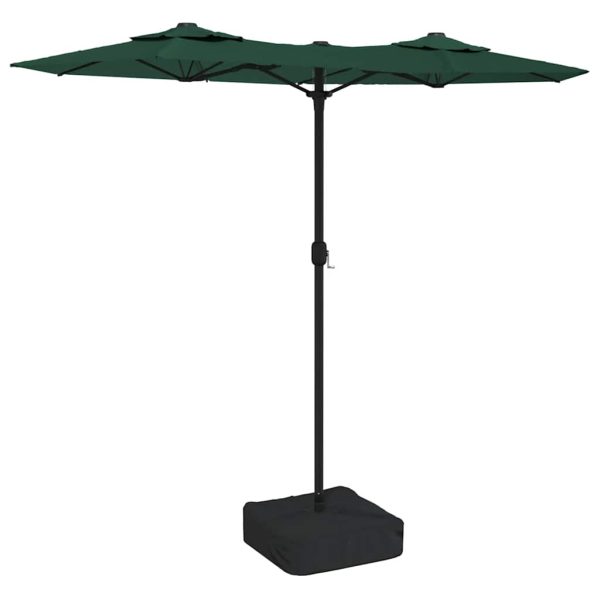 Umbrelă de grădină cu două capete cu LED-uri, verde, 316×240 cm
